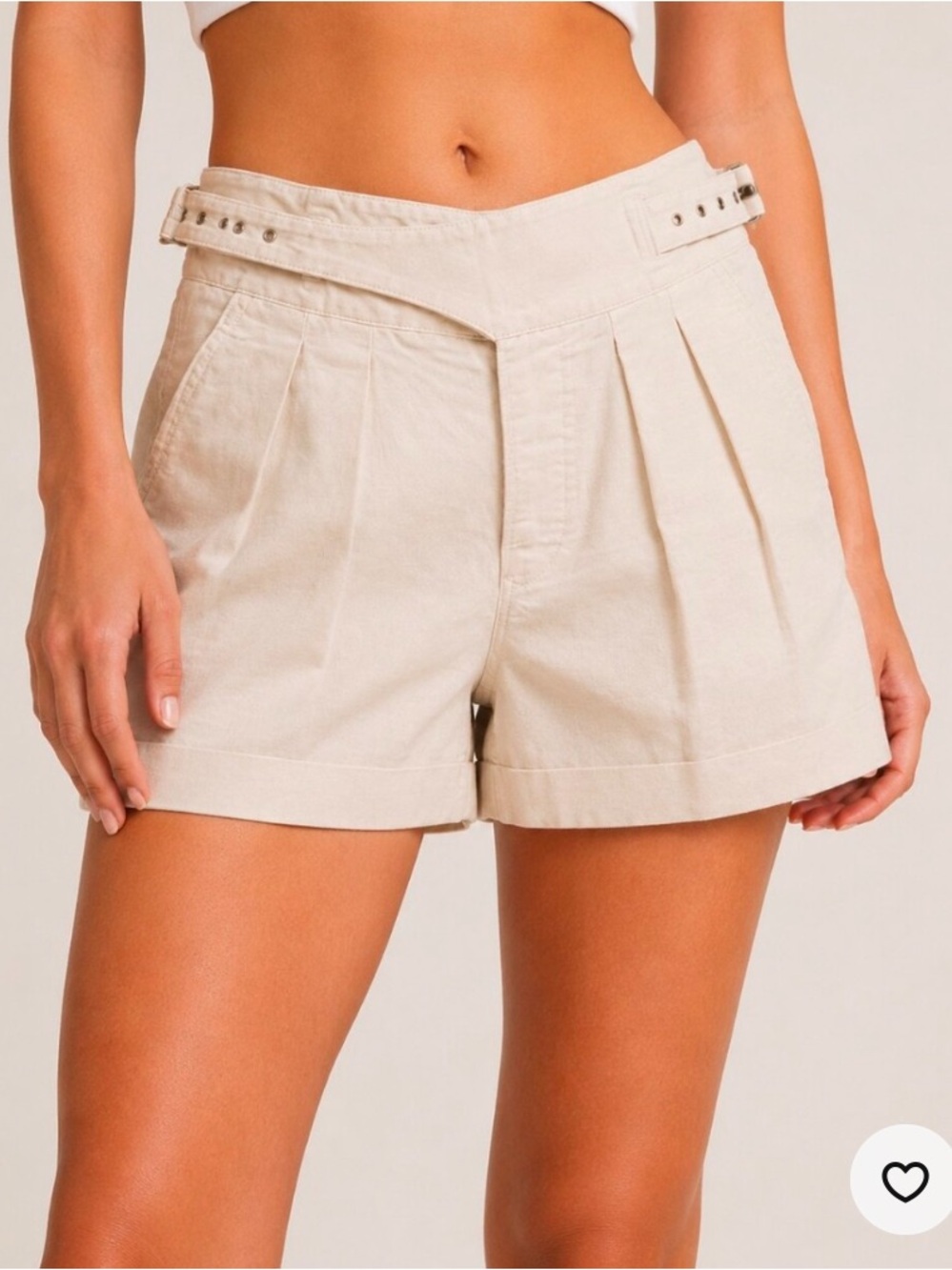 Banana Republic Cream High-Rise Pleated Shorts